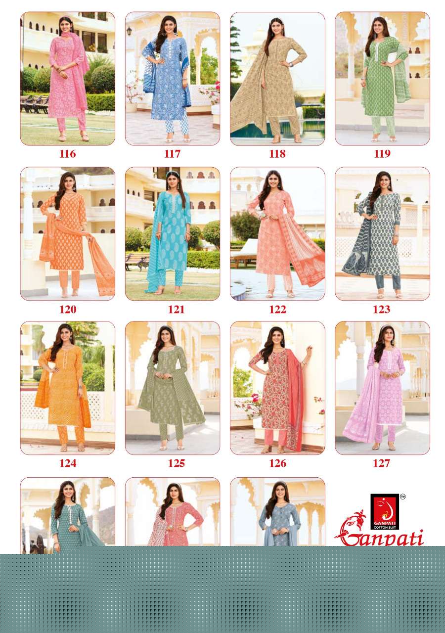 JAIPURI SPECIAL VOL-2 BY GANPATI COTTON SUITS 116TO 130 SERIES BEAUTIFUL STYLISH SUITS FANCY COLORFUL CASUAL WEAR & ETHNIC WEAR & READY TO WEAR PURE COTTON PRINT DRESSES AT WHOLESALE PRICE