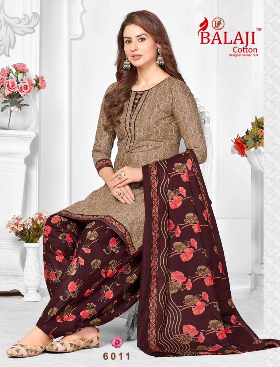 SUI DHAAGA VOL-6 BY BALAJI COTTON 6001 TO 6012 SERIES BEAUTIFUL SUITS COLORFUL STYLISH FANCY CASUAL WEAR & ETHNIC WEAR PURE COTTON PRINT DRESSES AT WHOLESALE PRICE
