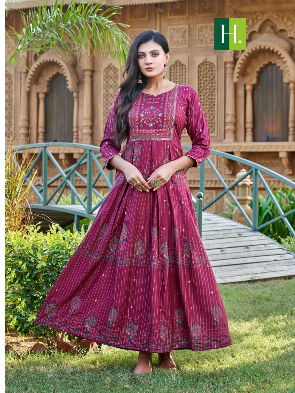 Saina By Hirwa 1001 To 1010 Series Beautiful Stylish Fancy Colorful Casual Wear & Ethnic Wear Heavy Rayon Gowns At Wholesale Price
