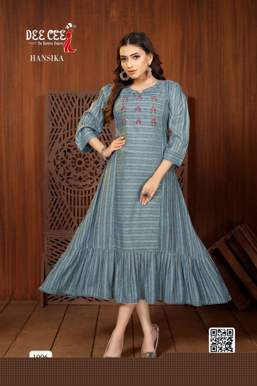 HANSIKA BY DEE CEE 1001 TO 1006 SERIES BEAUTIFUL STYLISH FANCY COLORFUL CASUAL WEAR & ETHNIC WEAR FANCY KURTIS AT WHOLESALE PRICE