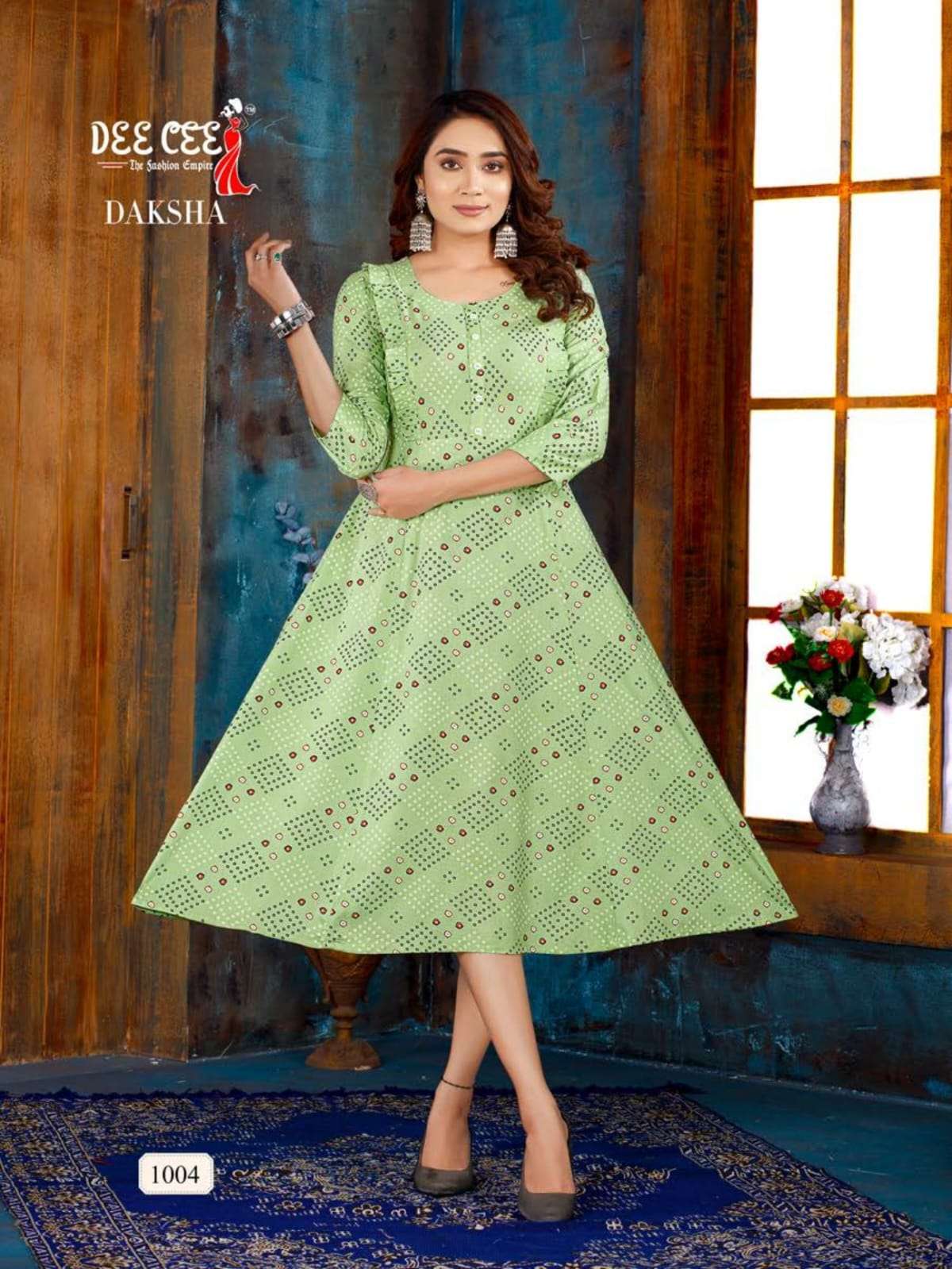 DAKSHA BY DEE CEE 1001 TO 1006 SERIES BEAUTIFUL STYLISH FANCY COLORFUL CASUAL WEAR & ETHNIC WEAR RAYON PRINT KURTIS AT WHOLESALE PRICE