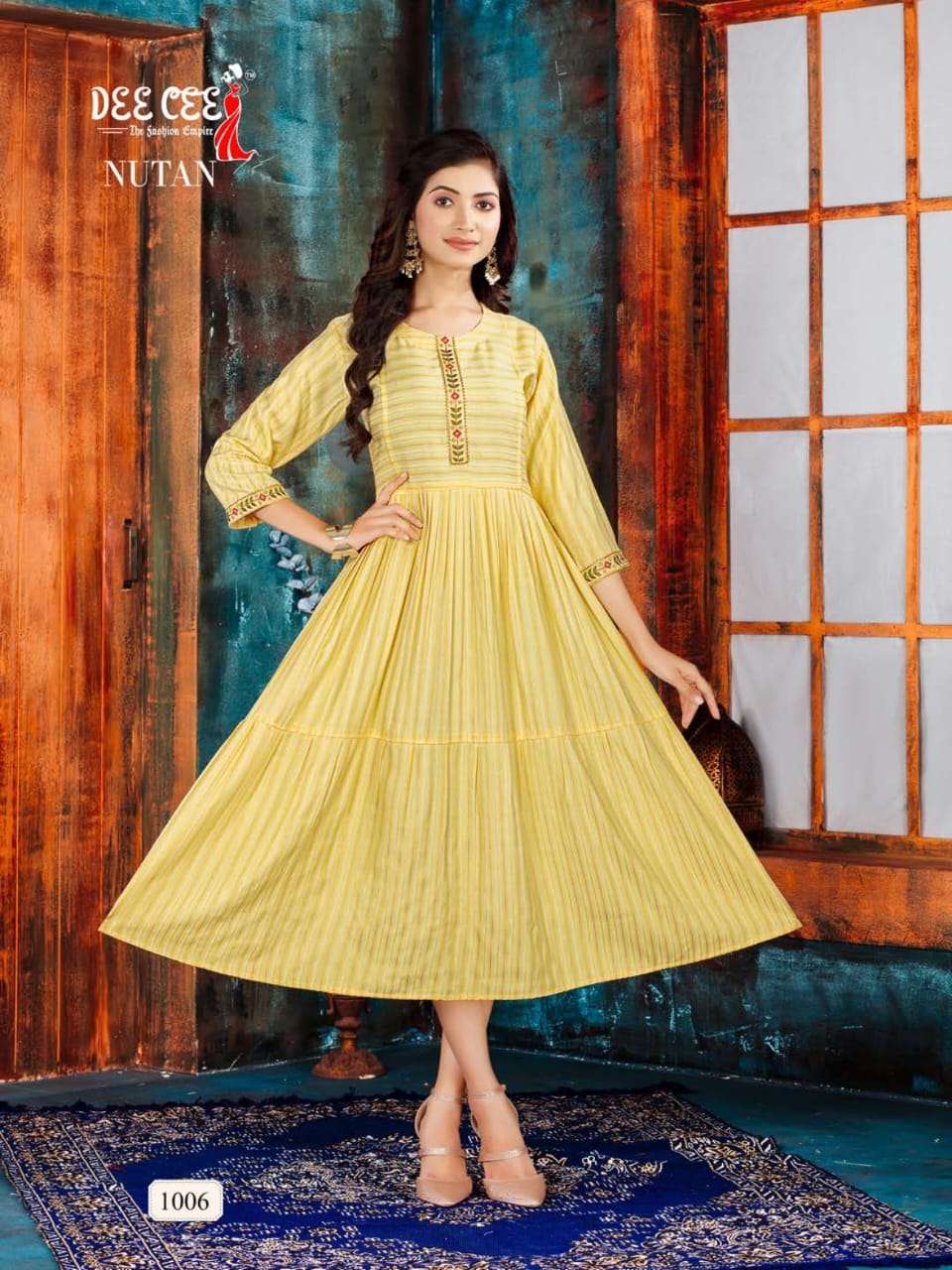 NUTAN BY DEE CEE 1001 TO 1006 SERIES DESIGNER STYLISH FANCY COLORFUL BEAUTIFUL PARTY WEAR & ETHNIC WEAR COLLECTION HEAVY RAYON KURTIS AT WHOLESALE PRICE