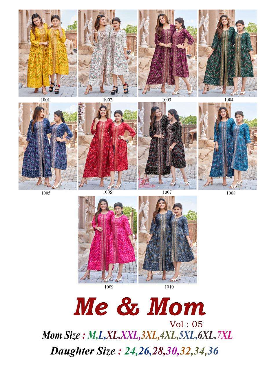 ME AND MOM VOL-5 BY BANWERY FASHION 5001 TO 5010 SERIES DESIGNER STYLISH FANCY COLORFUL BEAUTIFUL PARTY WEAR & ETHNIC WEAR COLLECTION HEAVY RAYON GOWNS AT WHOLESALE PRICE