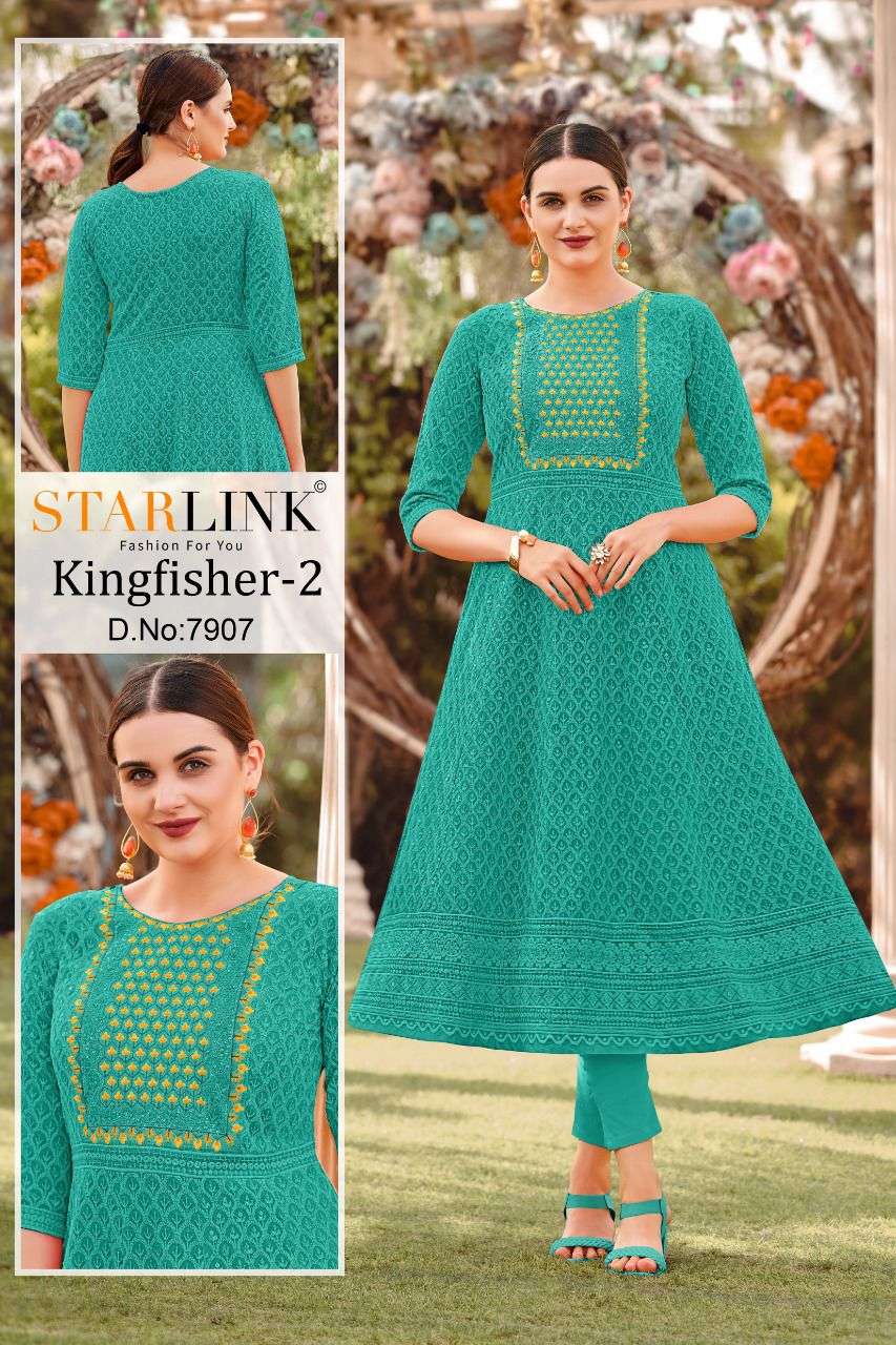 KINGFISHER VOL-2 BY STARLINK DESIGNER STYLISH FANCY COLORFUL BEAUTIFUL PARTY WEAR & ETHNIC WEAR COLLECTION RAYON KURTIS AT WHOLESALE PRICE