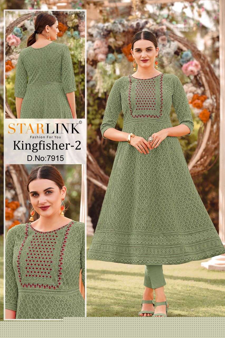 KINGFISHER VOL-2 BY STARLINK DESIGNER STYLISH FANCY COLORFUL BEAUTIFUL PARTY WEAR & ETHNIC WEAR COLLECTION RAYON KURTIS AT WHOLESALE PRICE
