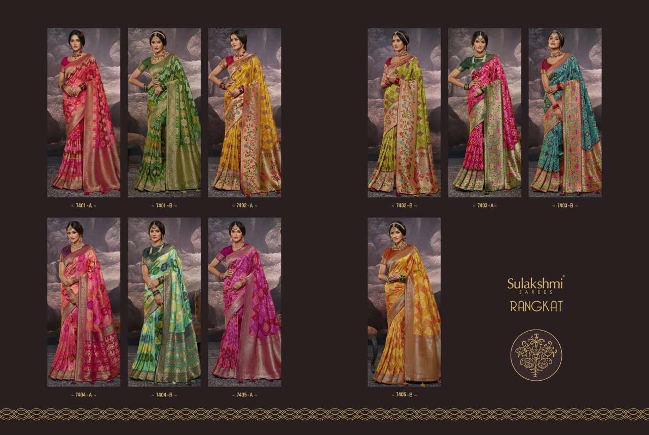 Rangkat By Sulakshmi 7401-A To 7405-B Series Indian Traditional Wear Collection Beautiful Stylish Fancy Colorful Party Wear & Occasional Wear Viscose Silk Sarees At Wholesale Price