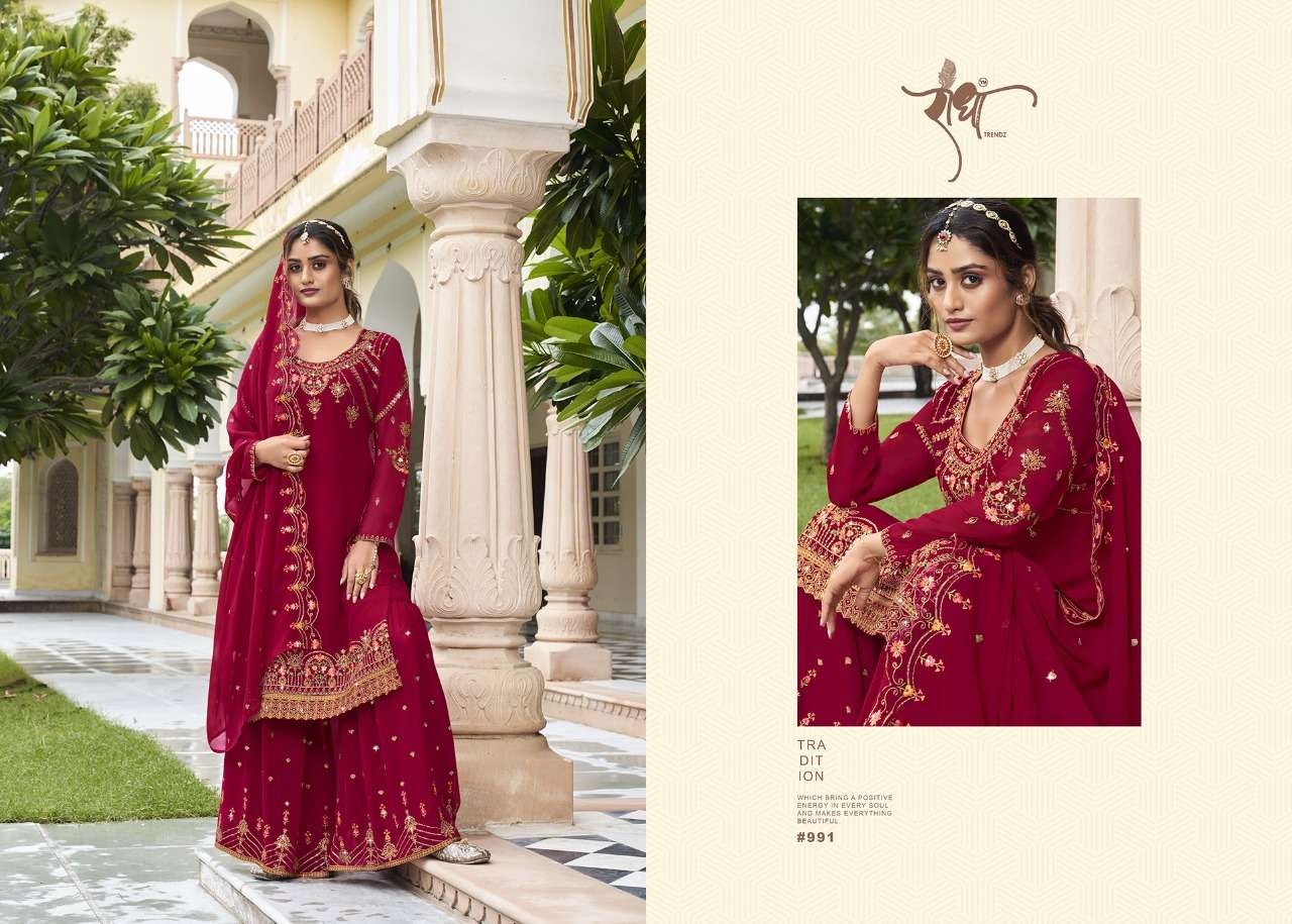 Ranjha Vol-2 By Radha Trendz 991 To 995 Series Beautiful Sharara Suits Colorful Stylish Fancy Casual Wear & Ethnic Wear Georgette Embroidered Dresses At Wholesale Price