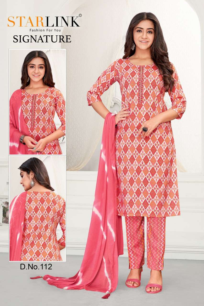 SIGNATURE BY STARLINK 101 TO 112 SERIES BEAUTIFUL FESTIVE SUITS COLORFUL STYLISH FANCY CASUAL WEAR & ETHNIC WEAR CAPSULE PRINT DRESSES AT WHOLESALE PRICE