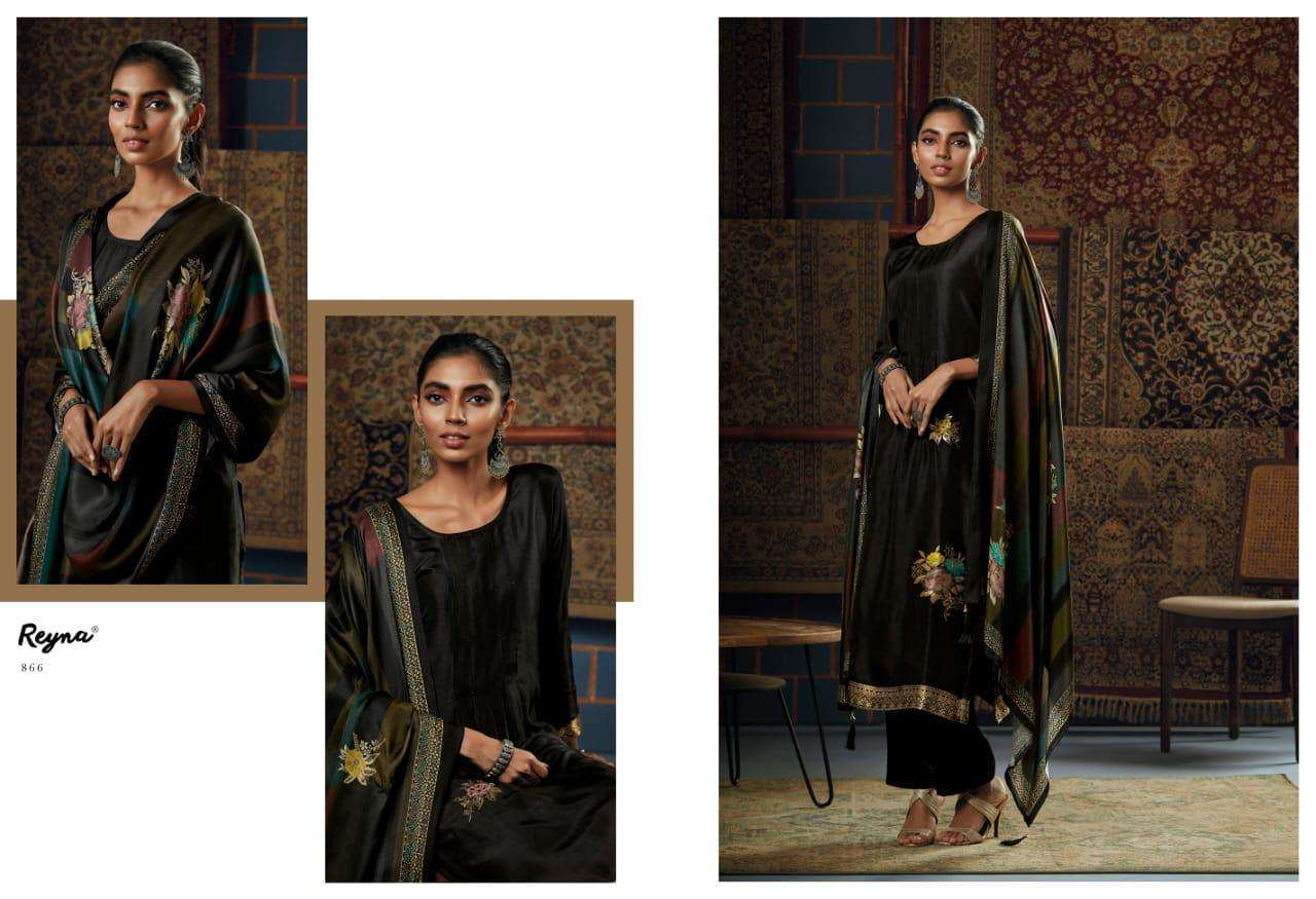 SARA BY REYNA 861 TO 866 SERIES BEAUTIFUL SUITS COLORFUL STYLISH FANCY CASUAL WEAR & ETHNIC WEAR BEMBERG SILK DRESSES AT WHOLESALE PRICE