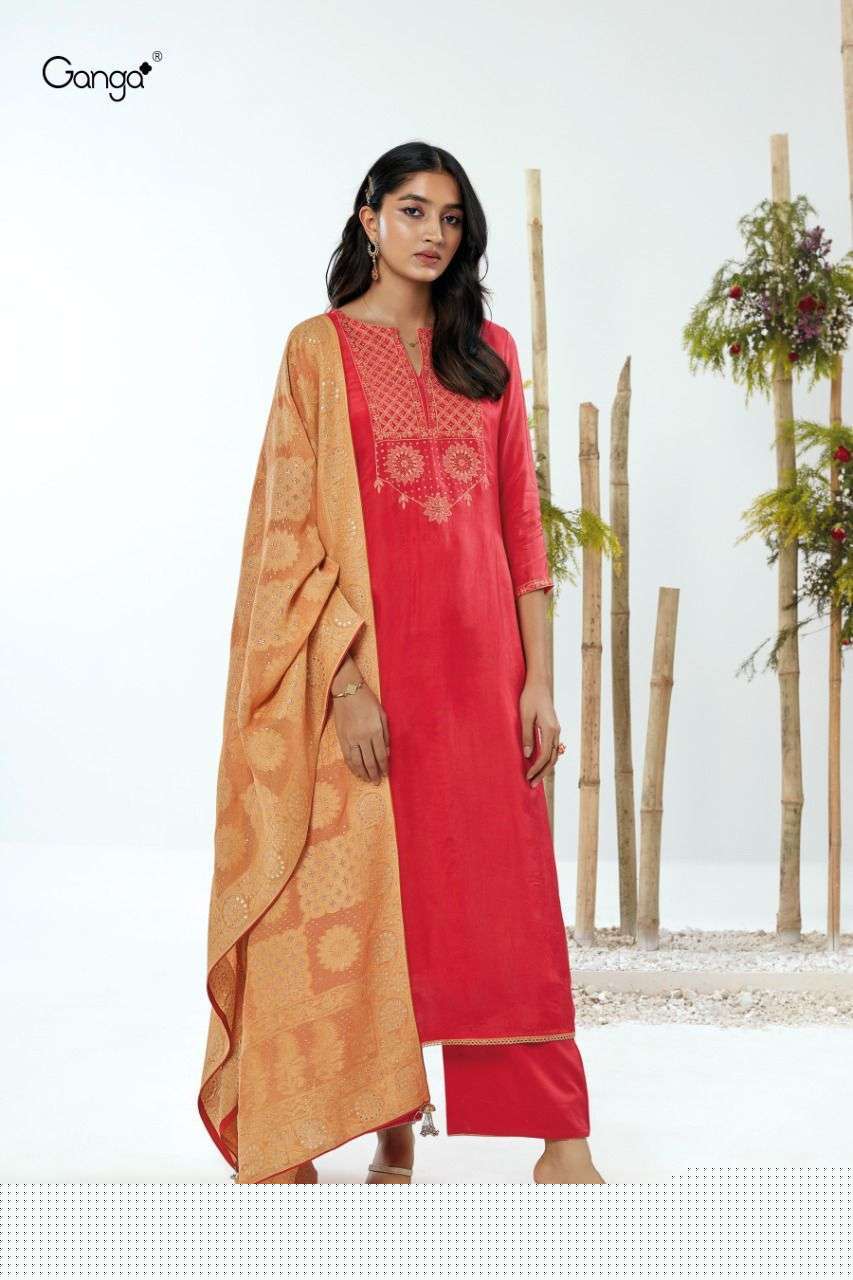 ZANNA-1011 BY GANGA FASHION 1011-A TO 1011-B SERIES BEAUTIFUL SUITS COLORFUL STYLISH FANCY CASUAL WEAR & ETHNIC WEAR BEMBERG SILK DRESSES AT WHOLESALE PRICE