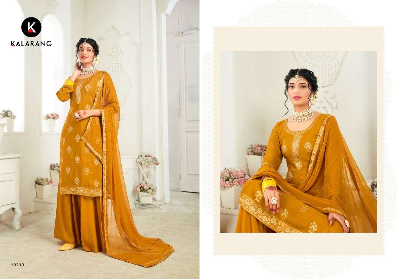 Siddhi By Kalarang 10211 To 10214 Series Designer Suits Beautiful Stylish Fancy Colorful Party Wear & Occasional Wear Pure Crepe Jacquard Dresses At Wholesale Price