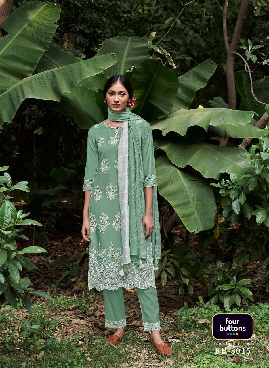 QURBAT VOL-2 BY FOUR BUTTONS 3011 TO 3016 SERIES BEAUTIFUL SUITS COLORFUL STYLISH FANCY CASUAL WEAR & ETHNIC WEAR PURE MODAL SILK DRESSES AT WHOLESALE PRICE