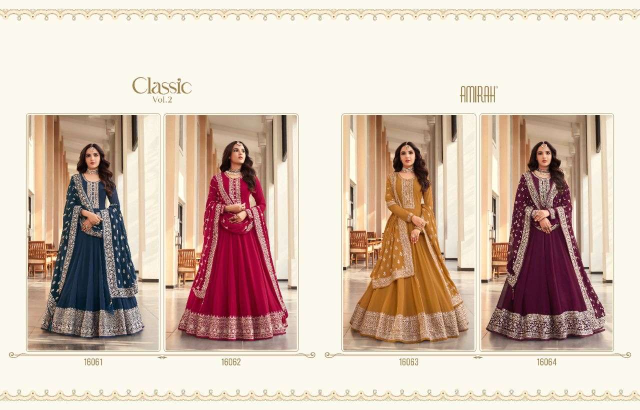 Classic Vol-2 By Amirah 16061 To 16064 Series Beautiful Summer Collection Anarkali Suits Stylish Fancy Colorful Casual Wear & Ethnic Wear Georgette Embroidered Dresses At Wholesale Price