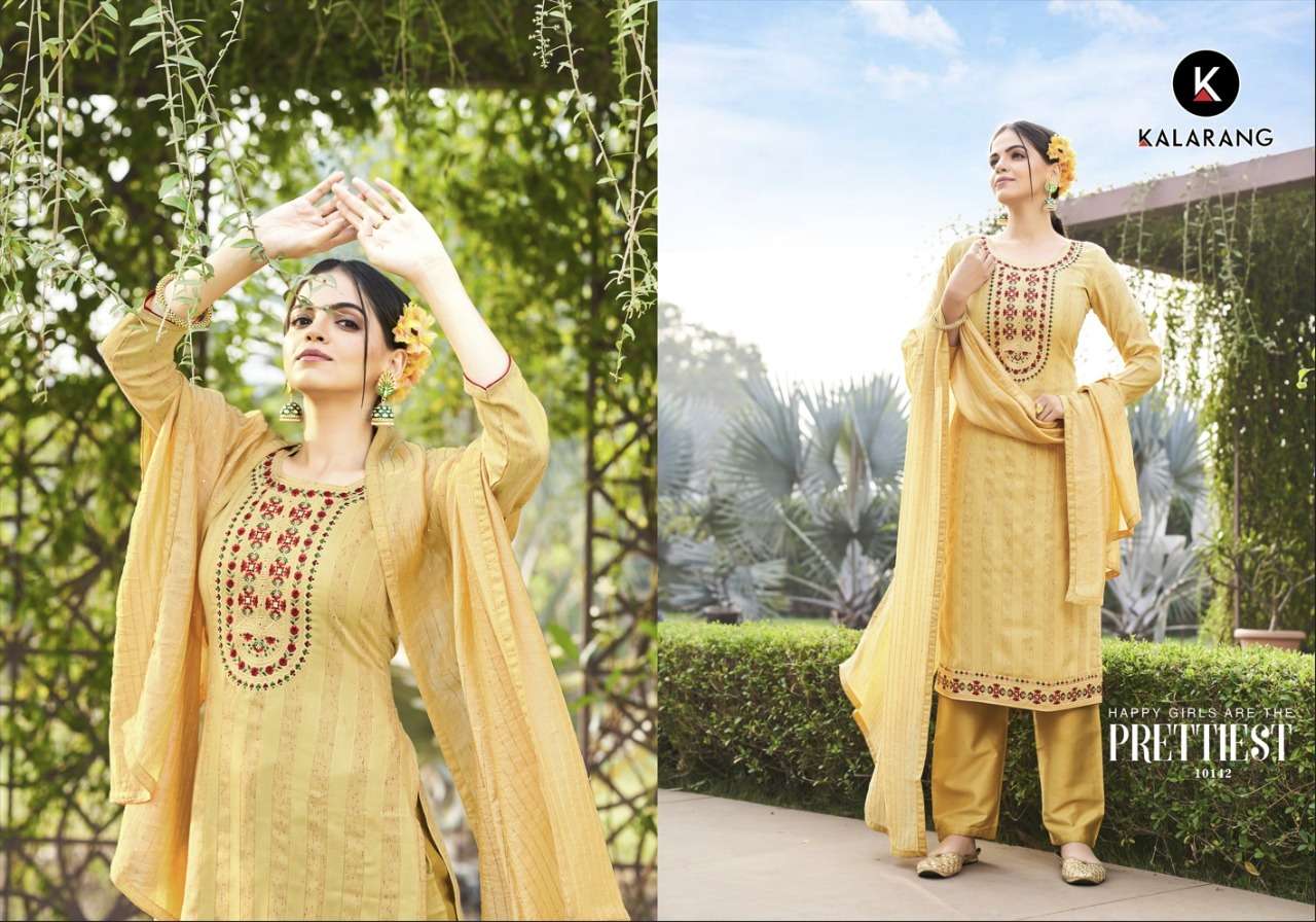 Mangalya By Kalarang 10141 To 10144 Series Indian Suits Beautiful Fancy Colorful Stylish Party Wear & Occasional Wear Pure Silk Dresses At Wholesale Price