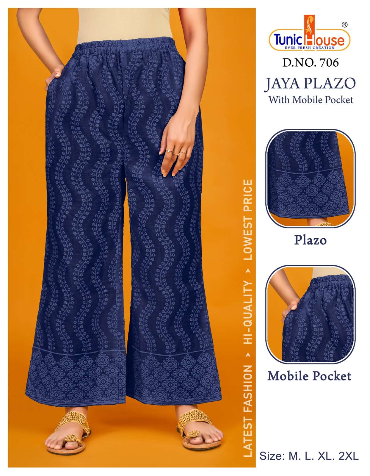 JAYA PLAZO BY TUNIC HOUSE 701 TO 712 SERIES STYLISH FANCY BEAUTIFUL COLORFUL CASUAL WEAR & ETHNIC WEAR COTTON PALAZZO AT WHOLESALE PRICE