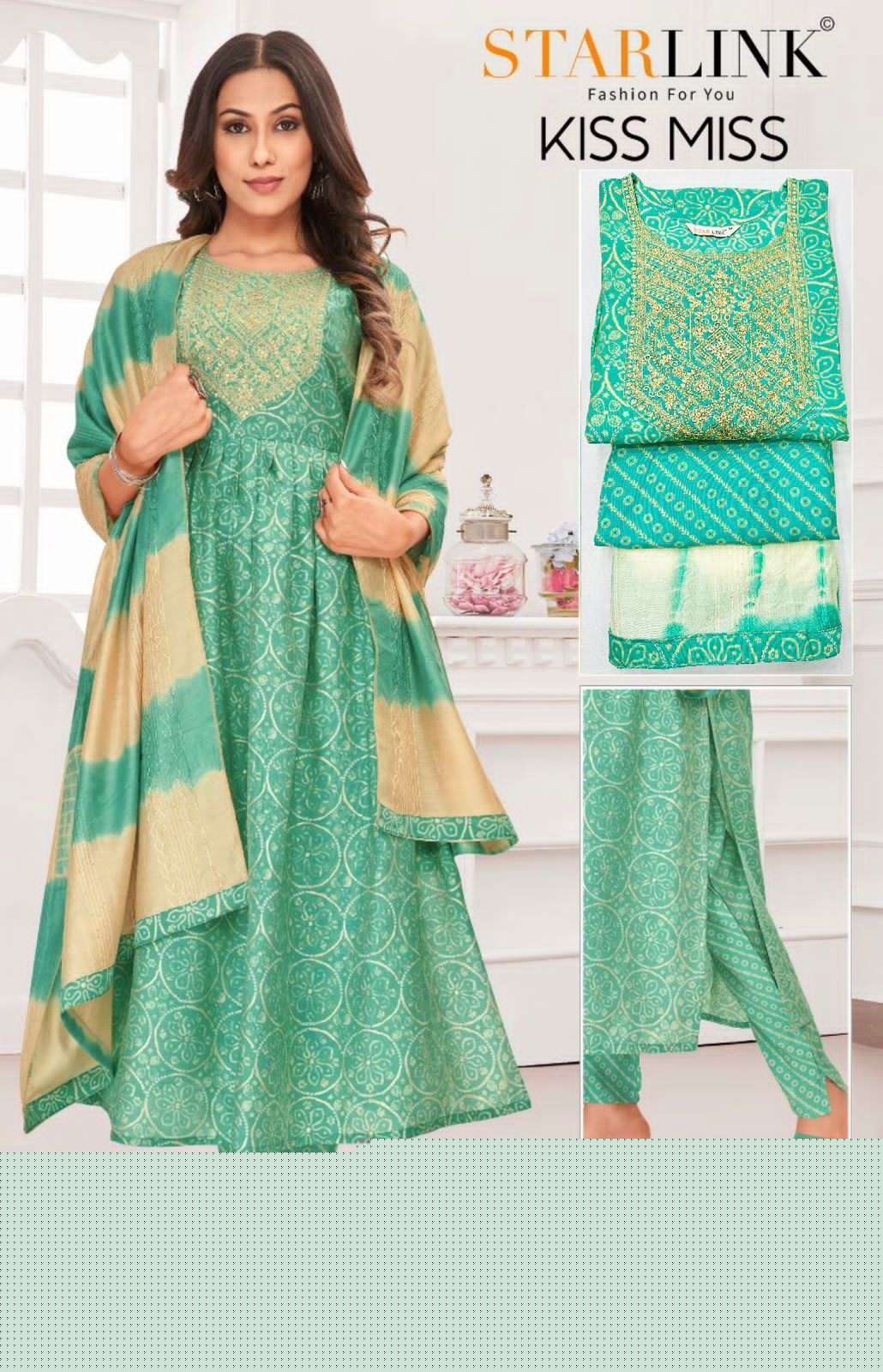 KISS MISS BY STARLINK 101 TO 116 SERIES FESTIVE SUITS BEAUTIFUL FANCY COLORFUL STYLISH PARTY WEAR & OCCASIONAL WEAR CHANDERI EMBROIDERED DRESSES AT WHOLESALE PRICE