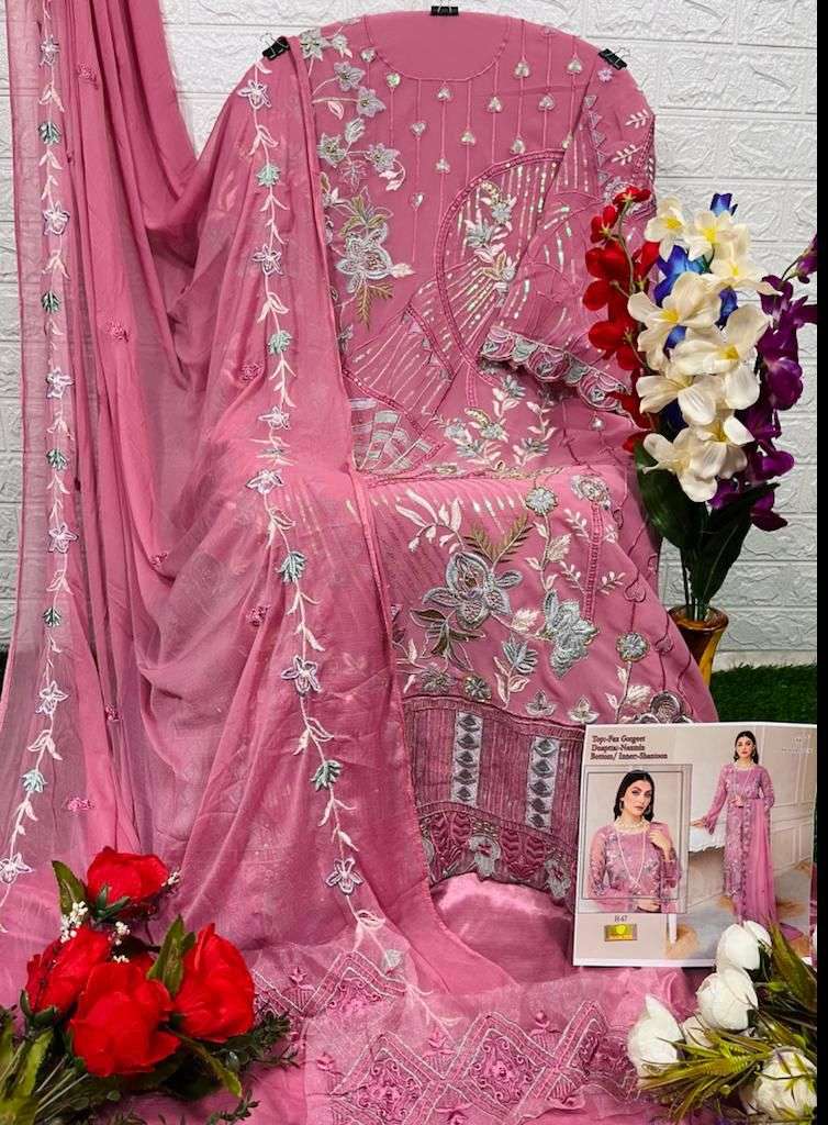 Hoor Tex Hit Design H-67 By Hoor Tex Designer Festive Pakistani Suits Collection Beautiful Stylish Fancy Colorful Party Wear & Occasional Wear Faux Georgette With Embroidered Dresses At Wholesale Price