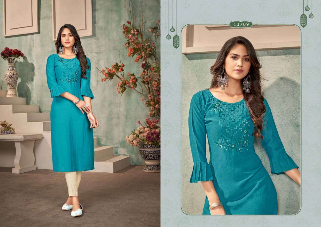OCTVAIA VOL-13 BY KALAROOP 13704 TO 13709 SERIES DESIGNER STYLISH FANCY COLORFUL BEAUTIFUL PARTY WEAR & ETHNIC WEAR COLLECTION SILK EMBROIDERY KURTIS AT WHOLESALE PRICE