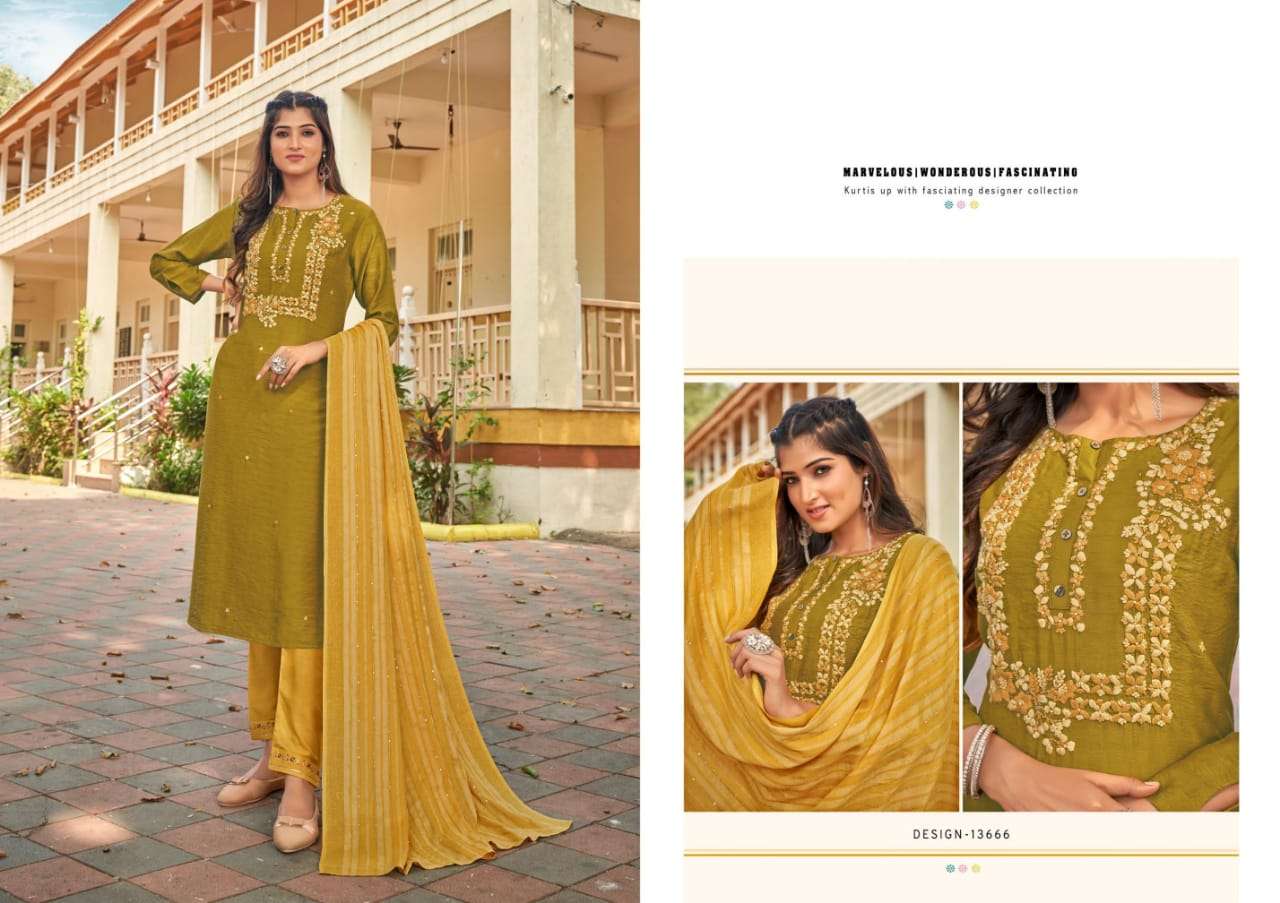HECTOR BY KALAROOP 13664 TO 13669 SERIES DESIGNER SUITS BEAUTIFUL FANCY COLORFUL STYLISH PARTY WEAR & OCCASIONAL WEAR HEAVY COTTON SILK EMBROIDERY DRESSES AT WHOLESALE PRICE