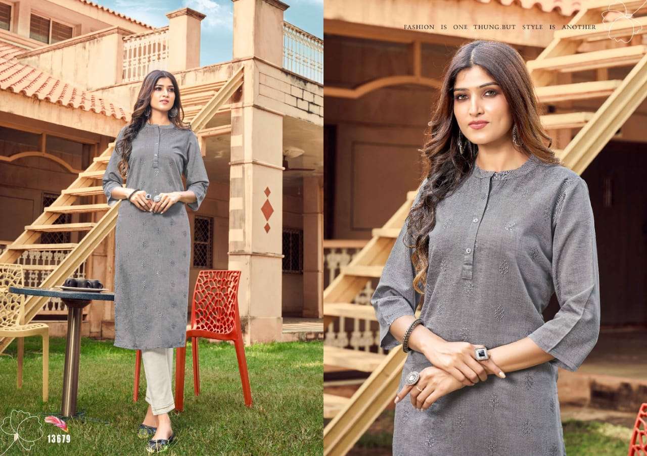 LADLEE VOL-3 BY KALAROOP 13676 TO 13681 SERIES DESIGNER STYLISH FANCY COLORFUL BEAUTIFUL PARTY WEAR & ETHNIC WEAR COLLECTION RAYON PRINT KURTIS AT WHOLESALE PRICE