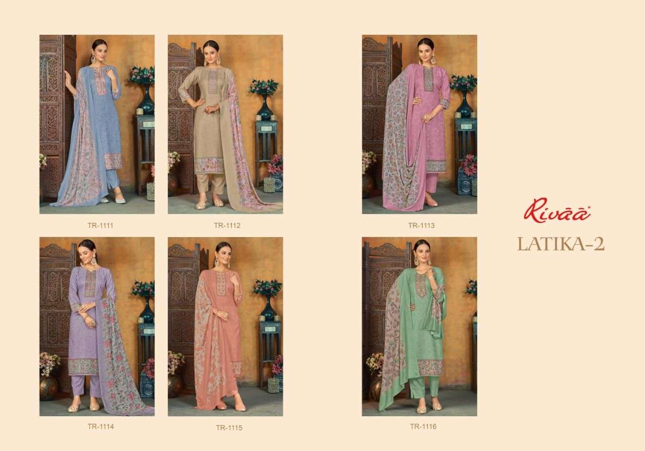 LATIKA VOL-2 BY RIVAA 1111 TO 1116 SERIES SUITS BEAUTIFUL FANCY COLORFUL STYLISH PARTY WEAR & OCCASIONAL WEAR COTTON DIGITAL PRINT DRESSES AT WHOLESALE PRICE