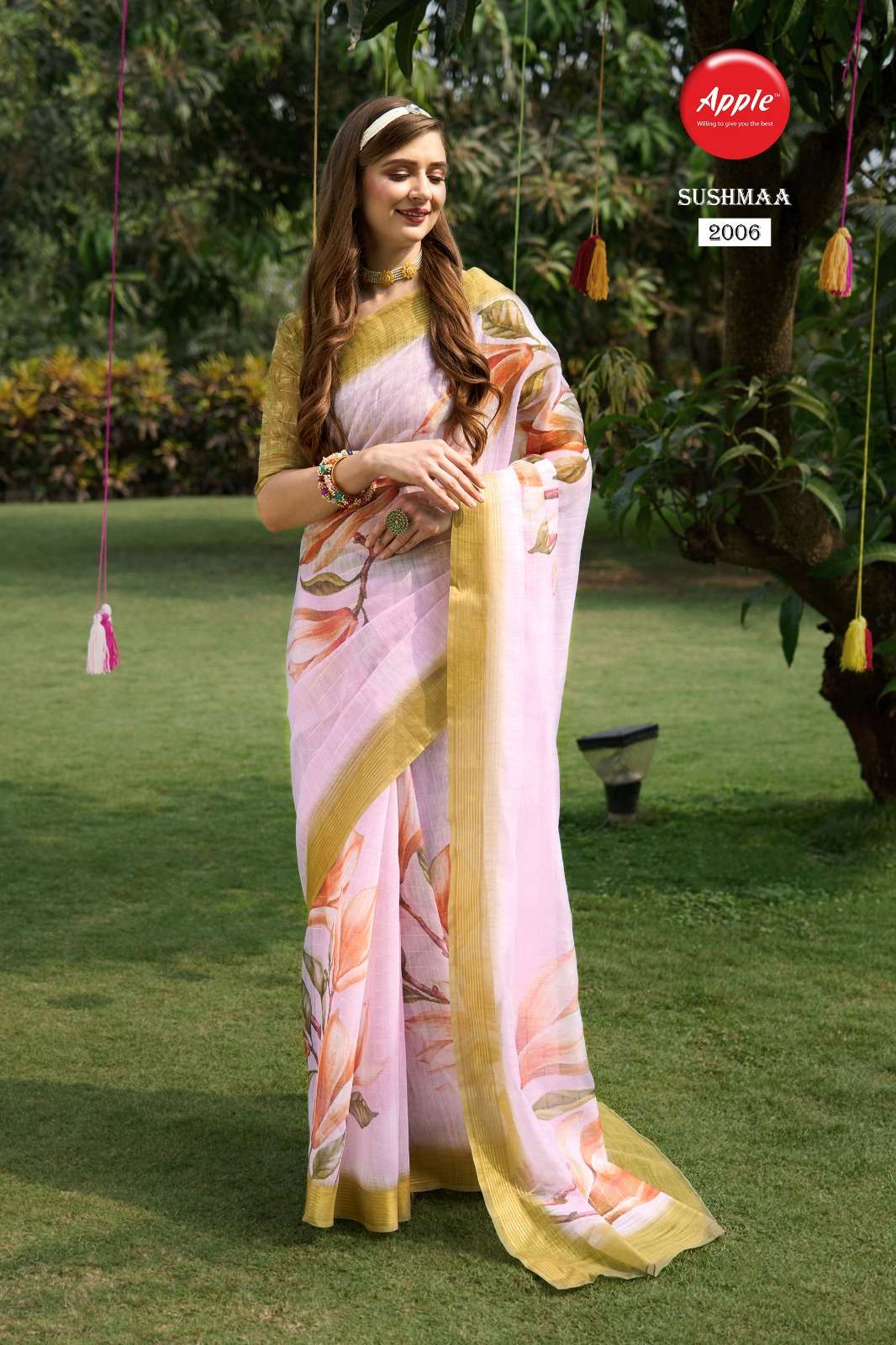 SUSHMAA VOL-20 BY APPLE 2001 TO 2008 SERIES INDIAN TRADITIONAL WEAR COLLECTION BEAUTIFUL STYLISH FANCY COLORFUL PARTY WEAR & OCCASIONAL WEAR SOFT LINEN SAREES AT WHOLESALE PRICE