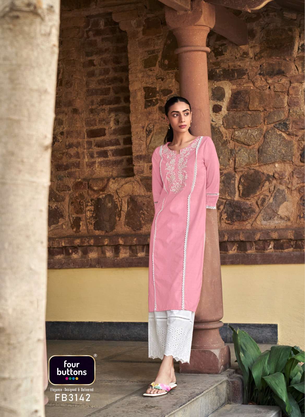 BANYAN TREE VOL-3 BY FOUR BUTTONS 3141 TO 3146 SERIES DESIGNER STYLISH FANCY COLORFUL BEAUTIFUL PARTY WEAR & ETHNIC WEAR COLLECTION PURE COTTON KURTIS WITH BOTTOM AT WHOLESALE PRICE
