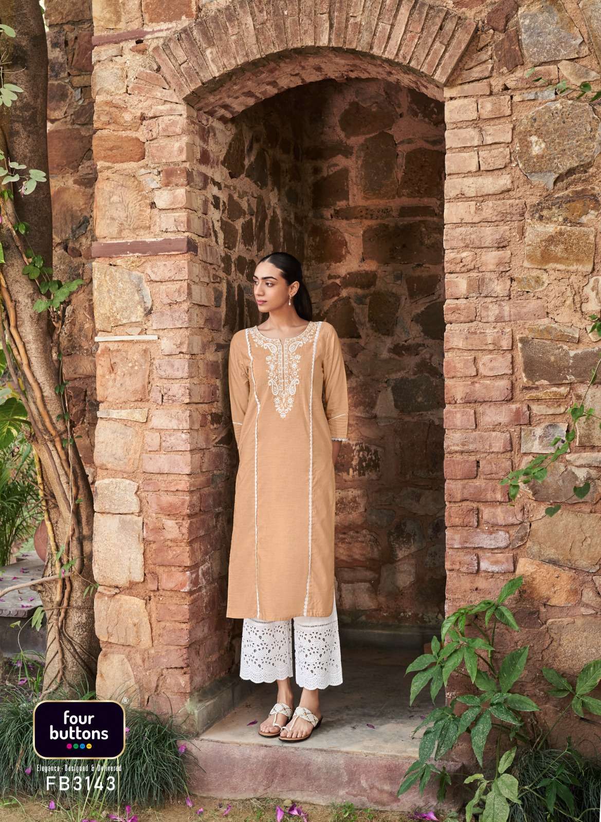 BANYAN TREE VOL-3 BY FOUR BUTTONS 3141 TO 3146 SERIES DESIGNER STYLISH FANCY COLORFUL BEAUTIFUL PARTY WEAR & ETHNIC WEAR COLLECTION PURE COTTON KURTIS WITH BOTTOM AT WHOLESALE PRICE