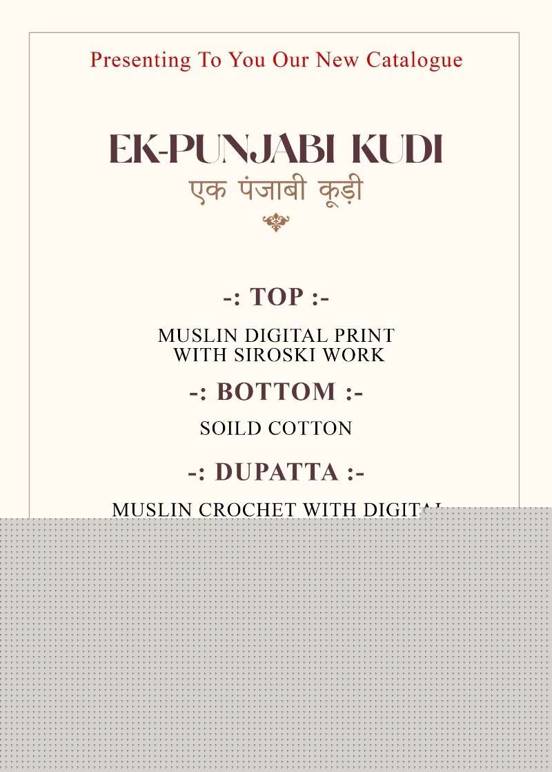 Ek-Punjabi Kudi By Tanishk Fashion 4601 To 4606 Series Beautiful Suits Colorful Stylish Fancy Casual Wear & Ethnic Wear Muslin Digital Print Dresses At Wholesale Price