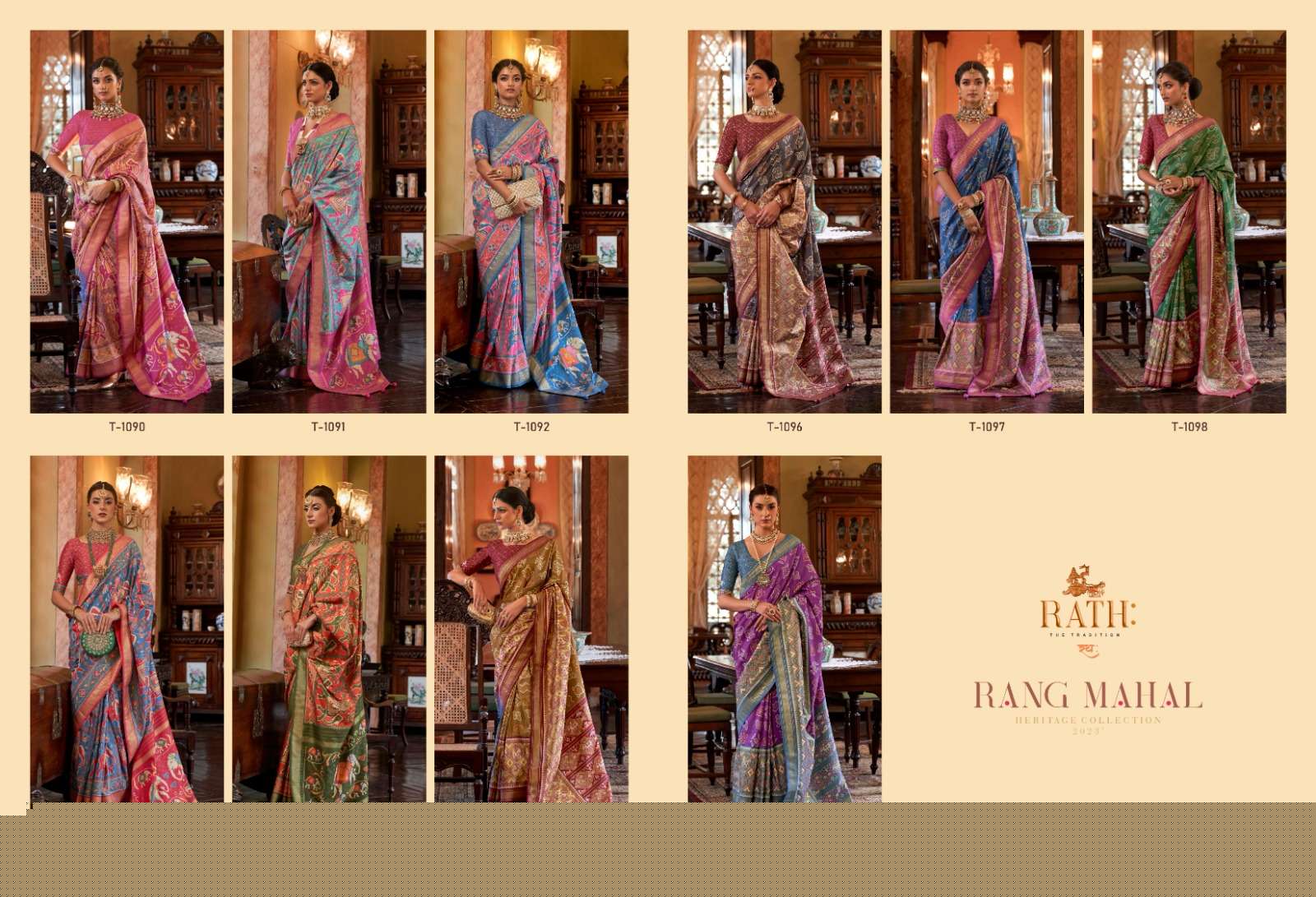 Rang Mahal By Rath 1090 To 1099 Series Indian Traditional Wear Collection Beautiful Stylish Fancy Colorful Party Wear & Occasional Wear Tussar Silk Sarees At Wholesale Price