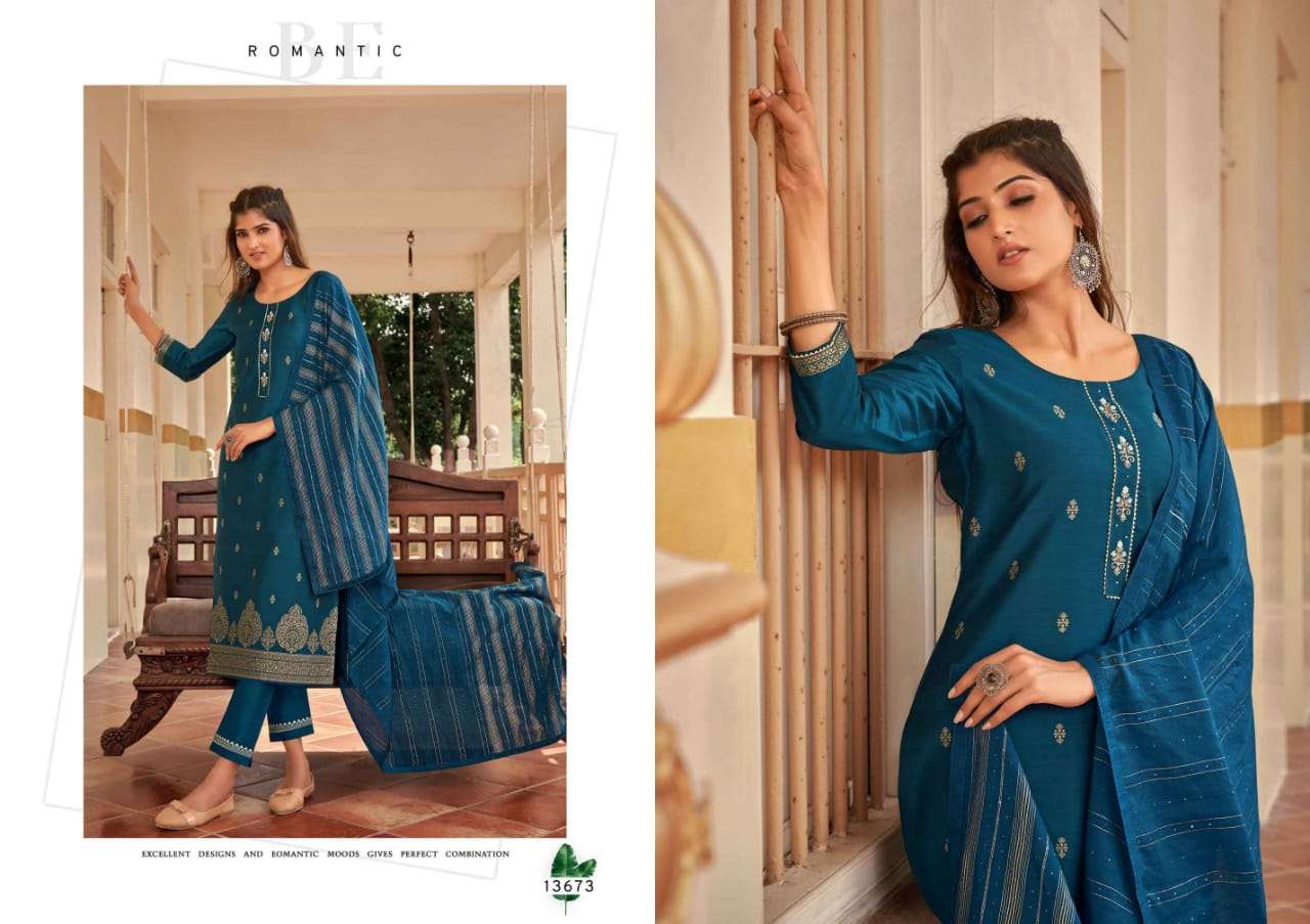 EMPIRE BY KALAROOP 13670 TO 13675 SERIES BEAUTIFUL SUITS COLORFUL STYLISH FANCY CASUAL WEAR & ETHNIC WEAR PURE JACQUARD WITH WORK DRESSES AT WHOLESALE PRICE