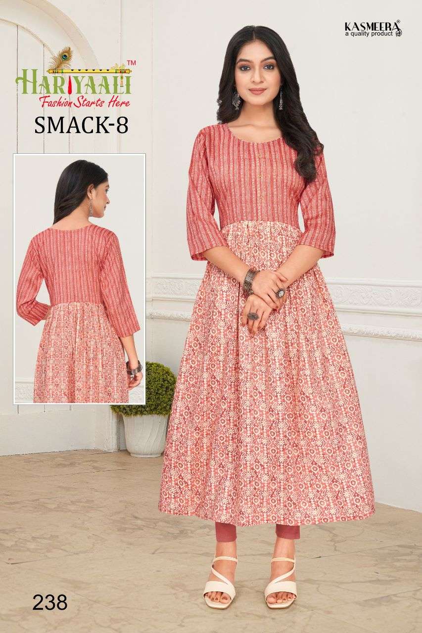 SMACK VOL-8 BY HARIYAALI 222 TO 251 SERIES DESIGNER STYLISH FANCY COLORFUL BEAUTIFUL PARTY WEAR & ETHNIC WEAR COLLECTION CAPSULE KURTIS AT WHOLESALE PRICE