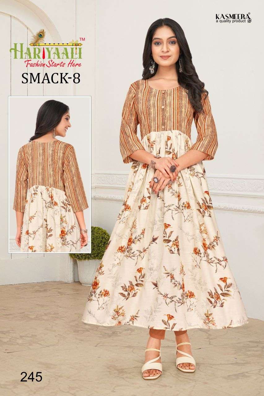 SMACK VOL-8 BY HARIYAALI 222 TO 251 SERIES DESIGNER STYLISH FANCY COLORFUL BEAUTIFUL PARTY WEAR & ETHNIC WEAR COLLECTION CAPSULE KURTIS AT WHOLESALE PRICE