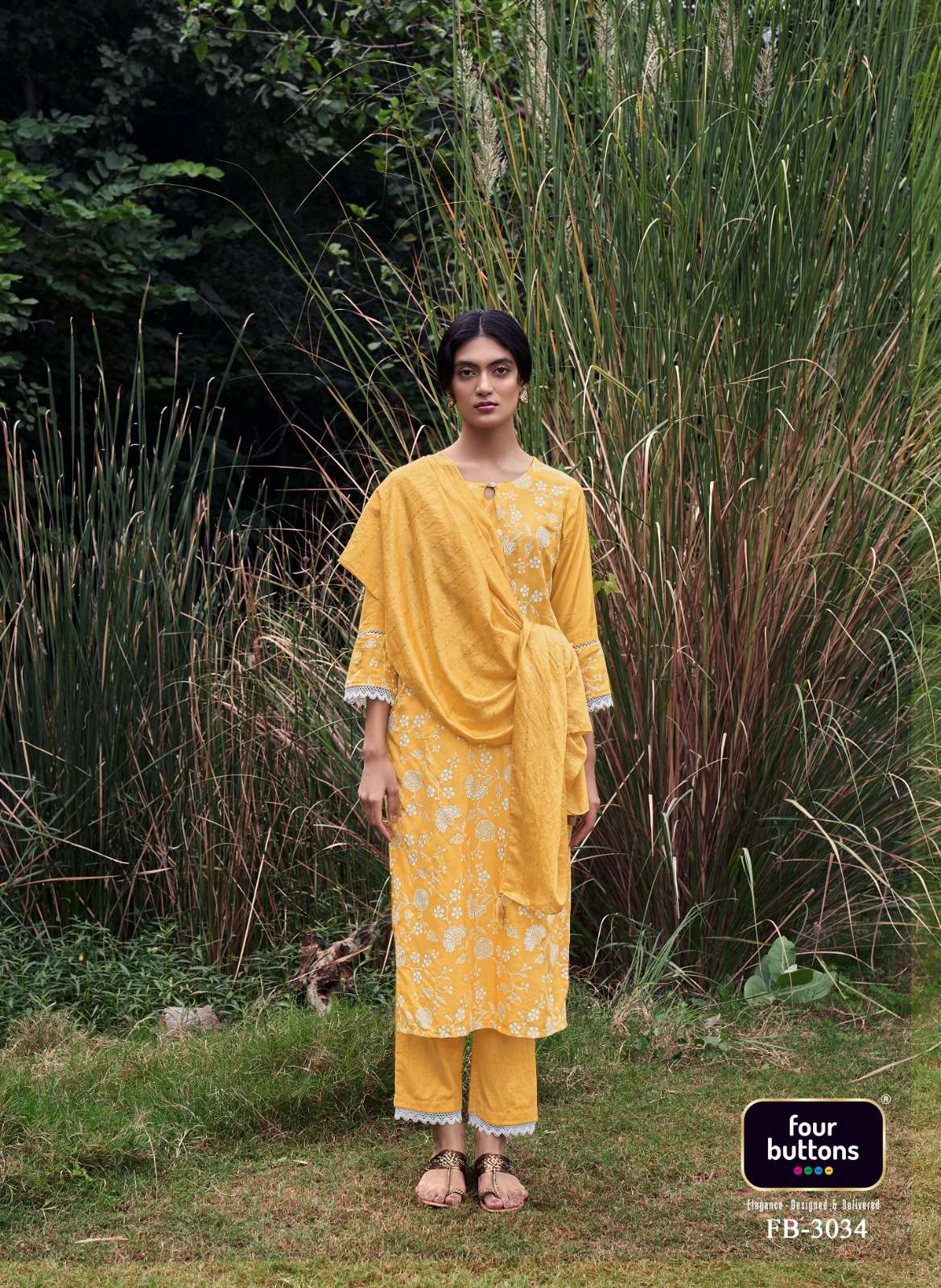 FOUR GEMS VOL-6 BY FOUR BUTTONS 3031 TO 3034 SERIES BEAUTIFUL SUITS COLORFUL STYLISH FANCY CASUAL WEAR & ETHNIC WEAR PURE VISCOSE SILK DRESSES AT WHOLESALE PRICE