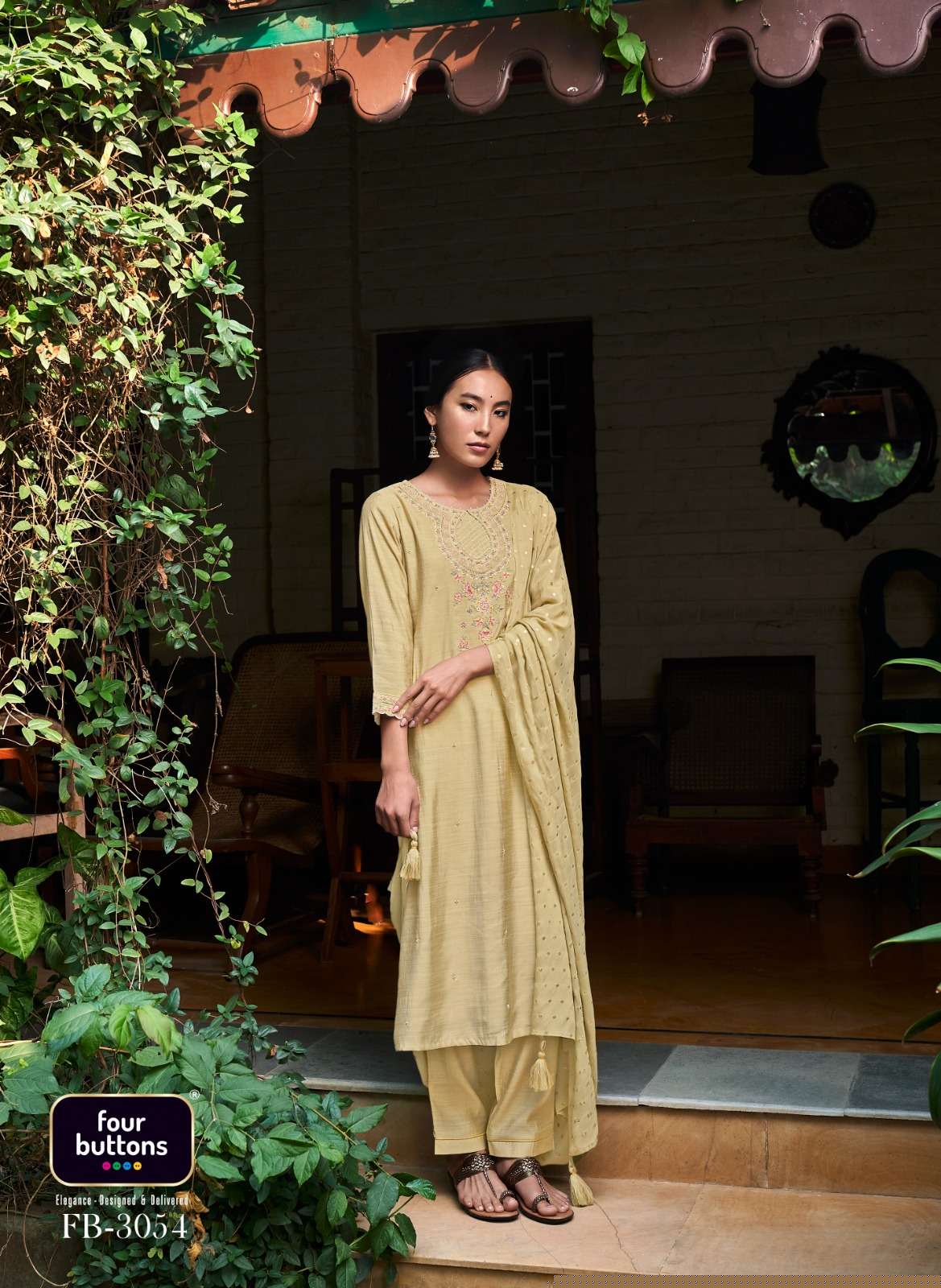 MURAAD BY FOUR BUTTONS 3051 TO 3056 SERIES DESIGNER SUITS BEAUTIFUL FANCY COLORFUL STYLISH PARTY WEAR & OCCASIONAL WEAR HEAVY VISCOSE SILK EMBROIDERY DRESSES AT WHOLESALE PRICE