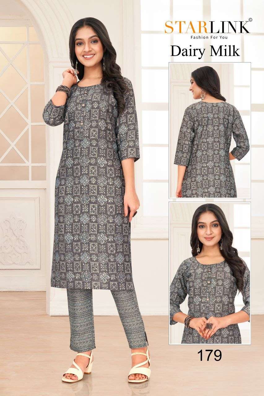 Dairy Milk By Starlink 161 To 188 Series Designer Stylish Fancy Colorful Beautiful Party Wear & Ethnic Wear Collection Rayon Print Kurtis With Bottom At Wholesale Price