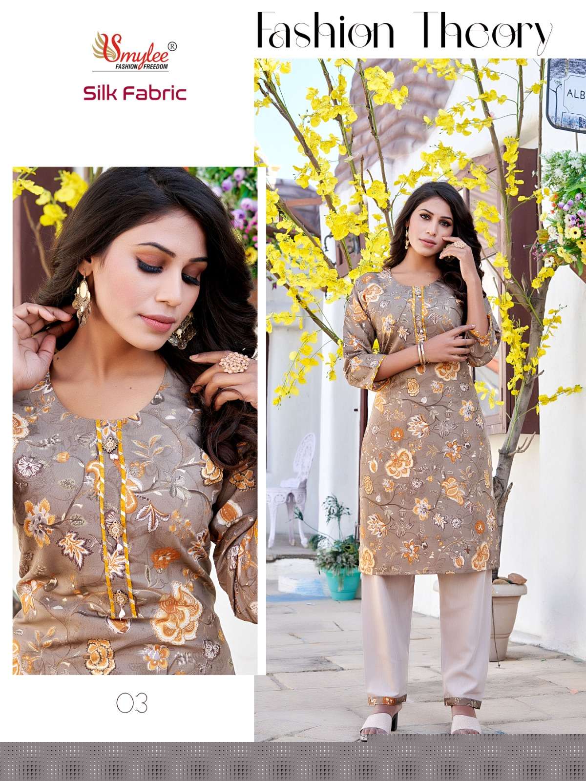 Silk Fabric By Smylee 01 To 08 Series Beautiful Stylish Fancy Colorful Casual Wear & Ethnic Wear Modal Silk Kurtis With Bottoms At Wholesale Price
