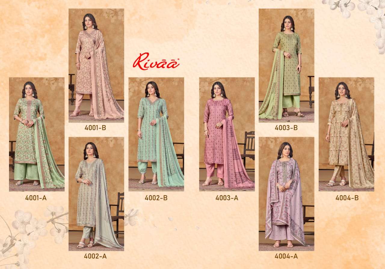 Nivedita By Rivaa 4001-A To 4004-B Series Suits Beautiful Fancy Colorful Stylish Party Wear & Occasional Wear Jam Satin Digital Print Dresses At Wholesale Price