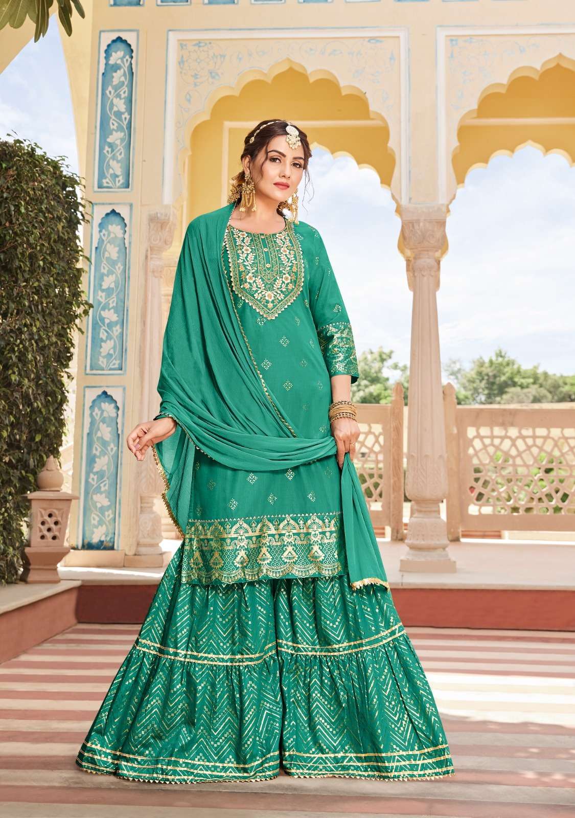 Maan Vol-2 By Kajal Style 2001 To 2008 Series Designer Sharara Suits Beautiful Stylish Fancy Colorful Party Wear & Occasional Wear Chanderi Embroidered Dresses At Wholesale Price