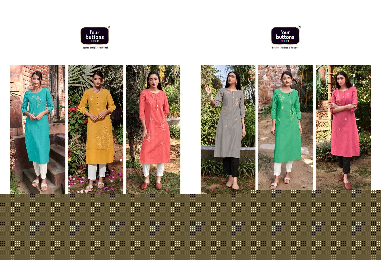 Tarz By Four Buttons 3121 To 3126 Series Designer Stylish Fancy Colorful Beautiful Party Wear & Ethnic Wear Collection Pure Cotton Kurtis At Wholesale Price