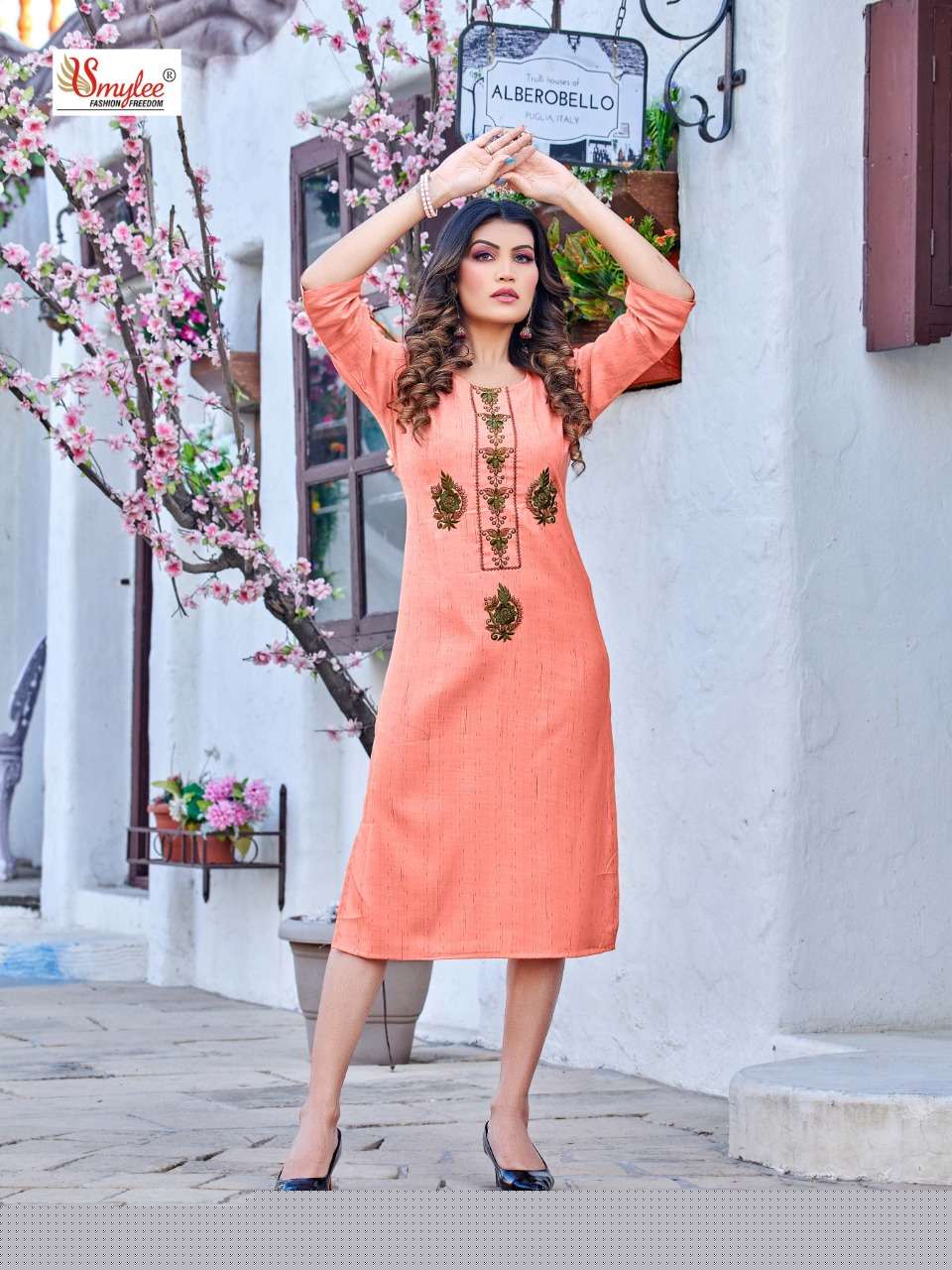 Netra By Smylee 01 To 08 Series Designer Stylish Fancy Colorful Beautiful Party Wear & Ethnic Wear Collection Rayon With Work Kurtis At Wholesale Price