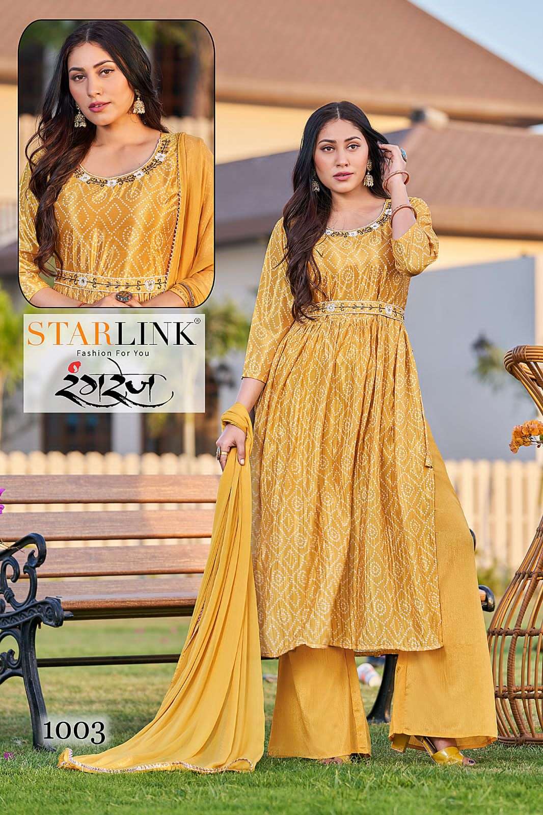 Rangrez By Starlink 1001 To 1008 Series Festive Traditional Wear Collection Beautiful Stylish Fancy Colorful Party Wear & Occasional Wear Chinnon Digital Print Dresses At Wholesale Price