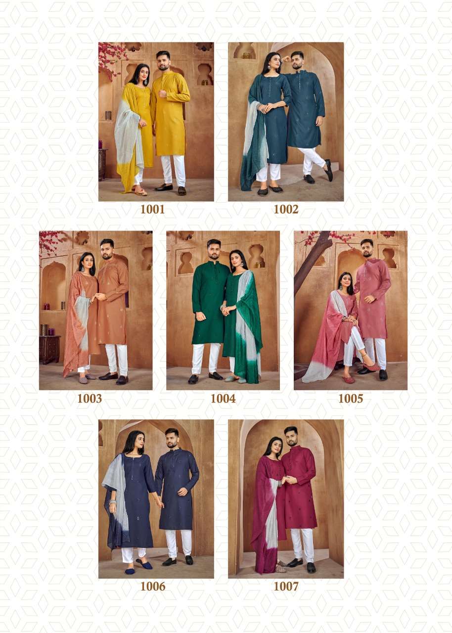 Couple Goal Vol-2 By Fashid Wholesale 1001 To 1007 Series Beautiful Colorful Stylish Fancy Casual Wear & Ethnic Wear & Ready To Wear Pure Cotton Dresses And Kurtas At Wholesale Price