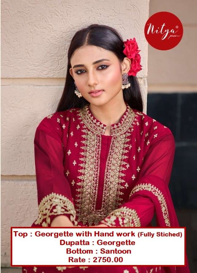 Nitya 701 Colours By Lt Fabrics 701-A To 701-D Series Beautiful Festive Suits Colorful Stylish Fancy Casual Wear & Ethnic Wear Georgette With Work Dresses At Wholesale Price