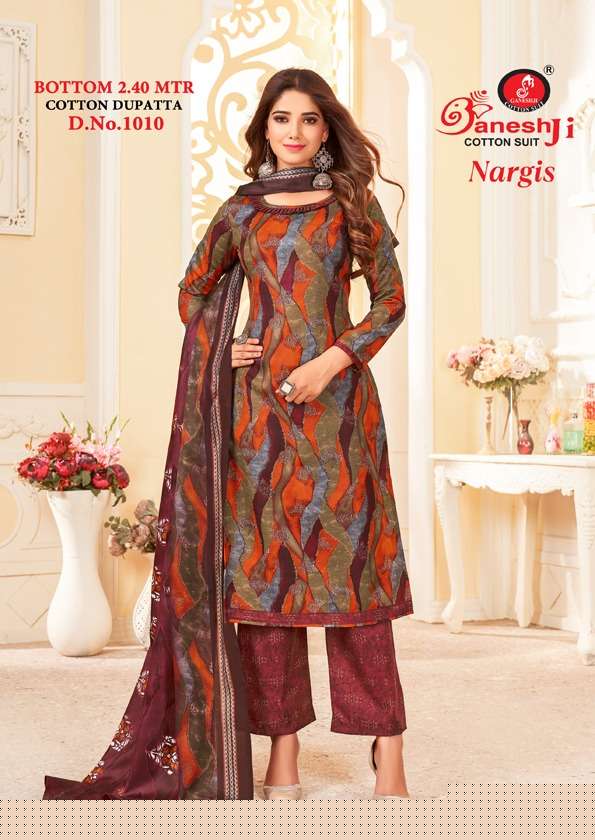 Nargis Vol-1 By Ganeshji 1001 To 1010 Series Beautiful Stylish Festive Suits Fancy Colorful Casual Wear & Ethnic Wear & Ready To Wear Indo Cotton Print Dresses At Wholesale Price