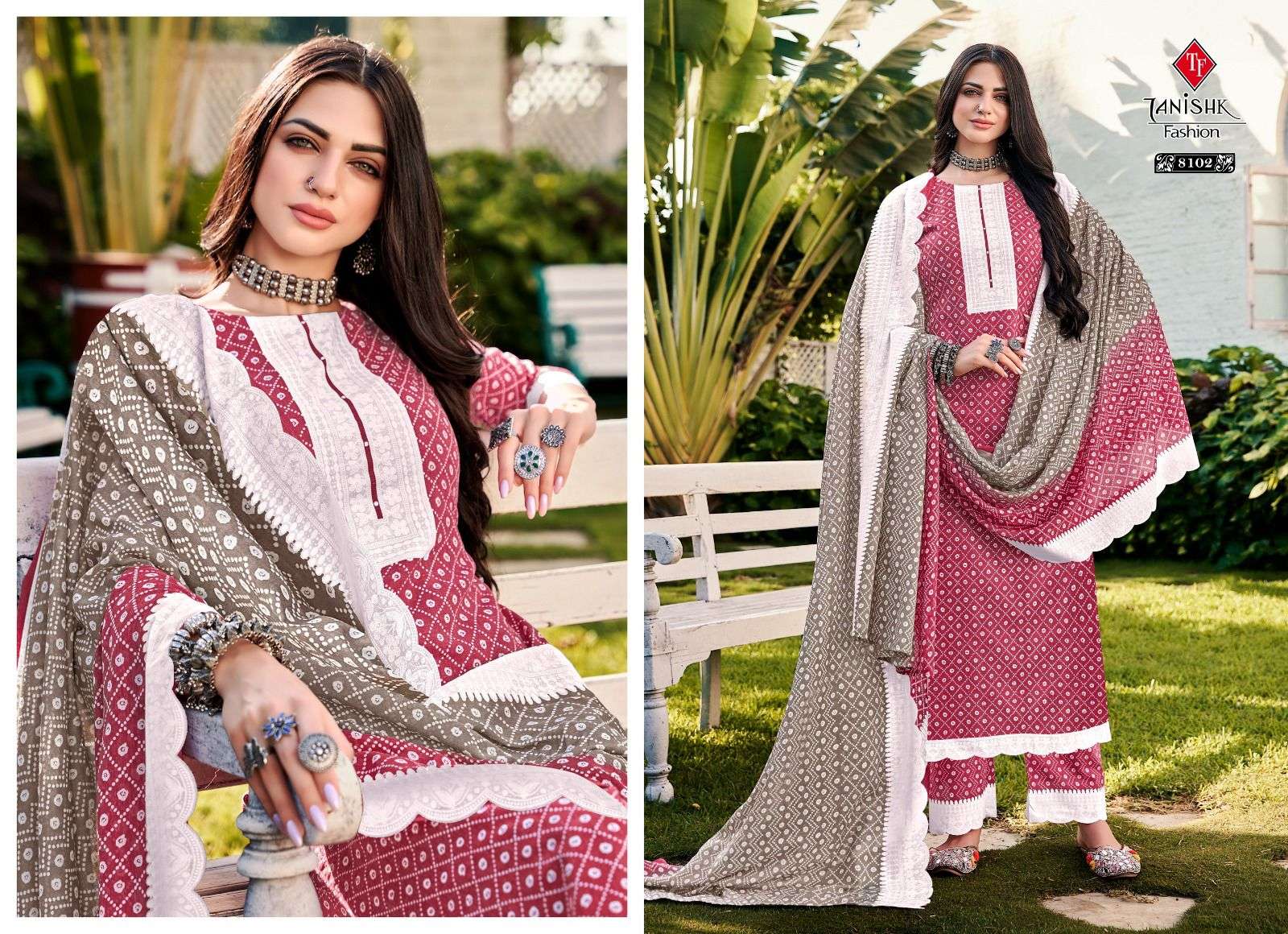 Bandhej Vol-2 By Tanishk Fashion 8101 To 8108 Series Beautiful Suits Colorful Stylish Fancy Casual Wear & Ethnic Wear Cotton Print Dresses At Wholesale Price
