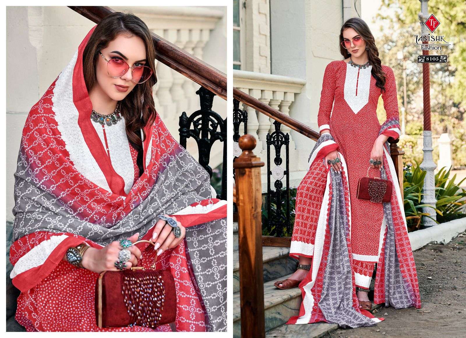 Bandhej Vol-2 By Tanishk Fashion 8101 To 8108 Series Beautiful Suits Colorful Stylish Fancy Casual Wear & Ethnic Wear Cotton Print Dresses At Wholesale Price