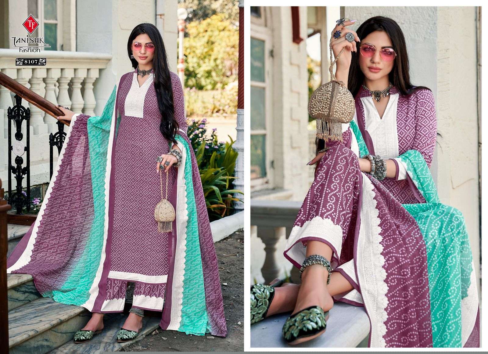 Bandhej Vol-2 By Tanishk Fashion 8101 To 8108 Series Beautiful Suits Colorful Stylish Fancy Casual Wear & Ethnic Wear Cotton Print Dresses At Wholesale Price