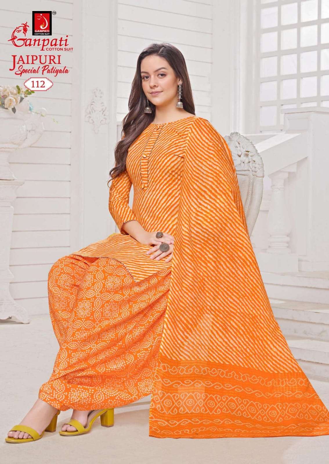 Jaipuri Special By Ganpati Cotton Suits 101 To 115 Series Beautiful Stylish Festive Suits Fancy Colorful Casual Wear & Ethnic Wear & Ready To Wear Cotton Print Dresses At Wholesale Price