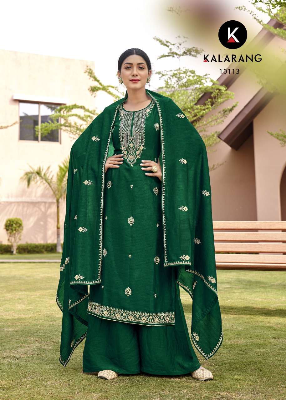 Jiya By Kalarang 10111 To 10114 Series Beautiful Stylish Suits Fancy Colorful Casual Wear & Ethnic Wear & Ready To Wear Vichitra Silk Dresses At Wholesale Price